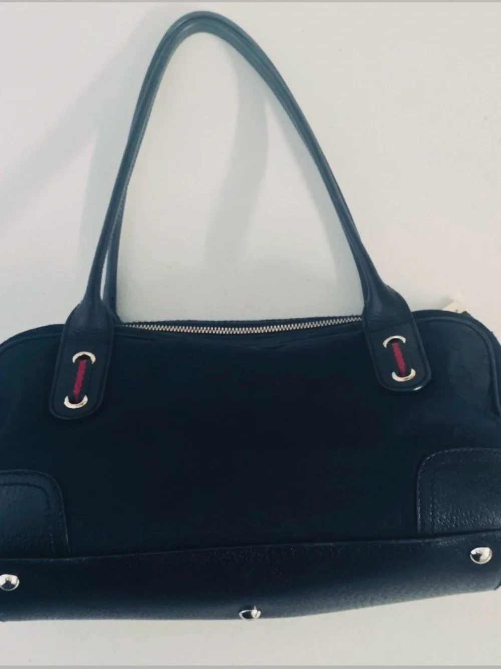 Gucci Black and Red Shoulder Bag with Signature Monogram